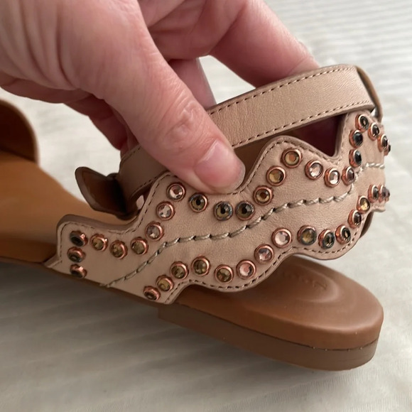 See by Chloé Scallop Leather Rhinestone Sandal Beige EU 38.5 US 8.5 - Picture 9 of 15